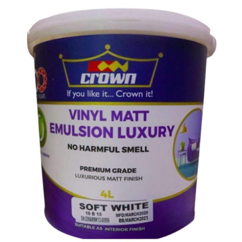 Crown Vinyl Matt Emulsion 4lt white